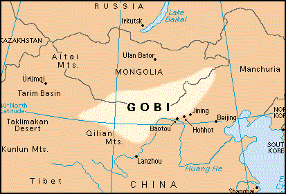 Map of the Gobi Desert